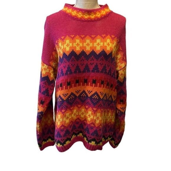 Courtney & Co. Basics Women's Pullover Sweater Long Sleeve Crewneck Orange Large - Picture 1 of 9